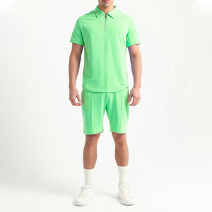 Ensemble deux pièces polo et short pour hommes personnalisés Survêtement d'été à col zippé Tenue de sport décontractée Fourniture OEM - Product Image 4