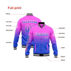 Chaqueta universitaria personalizada para equipos deportivos, ropa atlética con cuello levantado, decoración y logotipo bordados en la parte delantera, para el equipo de Deportes de la - Product Image 4