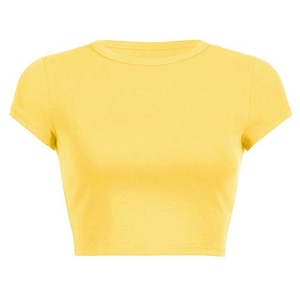 เสื้อครอปผ้าฝ้ายแขนสั้นสำหรับผู้หญิงเสื้อครอปสีแบบกำหนดเอง - Product Image 4