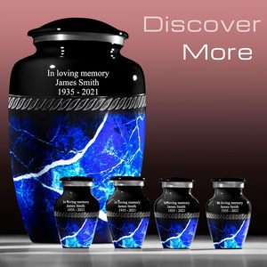 Urnas personalizadas para cenizas humanas, urnas de cremación, urnas funerarias decorativas para mujeres y hombres, tamaño personalizado azul grande - Product Image 3