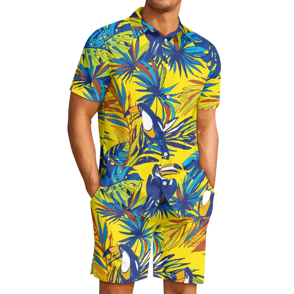 Hawaiian Beach Short Sleeve Button UP Shirt And Short 2 Piece Set Outfits Summer Custom Fashion Streetwear Dropshipping Clothes