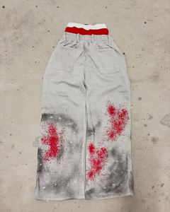 Fabricant de pantalons baggy, peinture personnalisée, effet délavé, pantalon de survêtement délavé à l'acide, pantalon baggy à double taille pour hommes - Product Image 2