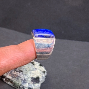 Bague pour homme en argent sterling 925 avec pierre précieuse Lapis Lazuli Cadeau de bijoux fins de luxe Bague en argent avec pierre naturelle pour homme avec diamant - Product Image 4