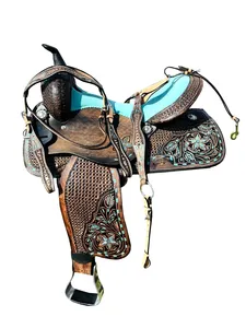 Silla de Montar Occidental Hecha a Mano para Jóvenes, 100% Cuero Vacuno, para Carreras de Barriles, Paseos y Senderismo, Juego de Arneses para Caballos, Colores Personalizables, Premium - Product Image 5
