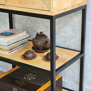 KTB68161 Mueble Decorativo de 60x35x120cm, Mueble de Lujo Moderno de Madera de Caucho Antigua con Estructura de Hierro para Sala de Estar - Product Image 4