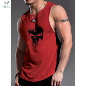 Camiseta sin mangas transpirable para deportes diarios para hombre, cómoda, sin relleno, sin mangas, chaleco de cuello estampado Simple, camiseta sin mangas de talla grande para hombre - Product Image 5