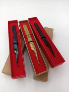 Pince à épiler GETUP BROSONS IMPEX de haute qualité, en acier inoxydable courbé noir brillant à 45 degrés, à pointe lisse, pour extensions de cils, antistatique - Product Image 5