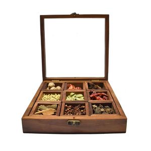 Spice Box Classic Premium <b>Wooden</b> Storage for Masalas & Herbs Rustic Flavors spices in wholesale - Product Image 2