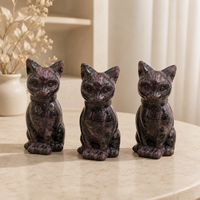 Doğal Kristal Kedi Figürü El Yapımı Cilalı Değerli Taş Kedi Heykeli Oturma Odası Ofis Dekoru ve Koleksiyoncular İçin