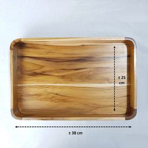 Vaisselle décorative rectangulaire en bois massif véritable naturel, plateau de service à fruits, plateau de service à café, plateau de service à café - Product Image 5