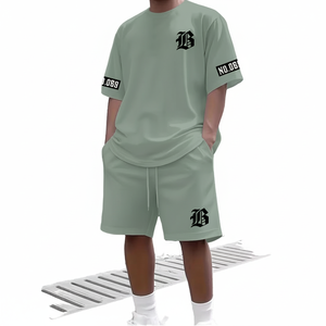 Ensemble de t-shirts d'été décontractés 2 pièces pour hommes, t-shirts Streetwear à impression numérique en polyester 100% respirant - Product Image 5