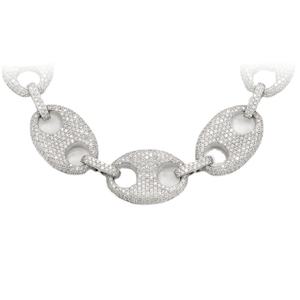 Collier pour homme en or blanc 14 carats RRP Jewellers, diamant taille brillant de 25,8 mm, maillons marins, 24 pouces, 40,00 ctw, clarté VVS-SI, IGI - Product Image 1