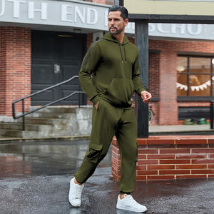 Chándal Ligero con Capucha, Informal, de Manga Larga, Estilo Cargo, para Adultos Unisex, Sudadera con Capucha, Tejido Suave, Puños Acanalados, Ropa Deportiva - Product Image 3