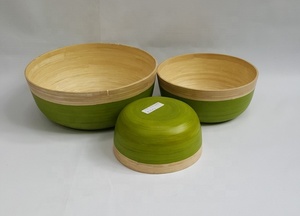 Conjunto de 3 cuencos de bambú hechos a mano, juego de ensaladas naturales respetuosas con el medio ambiente, cuenco hecho en Vietnam, la mejor calidad, nuevo diseño - Product Image 3