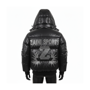 Chaqueta acolchada de nailon Premium 260GSM, abrigo de invierno cálido con panel gris de doble tono con bordado, chaqueta acolchada con logotipo personalizado para hombre - Product Image 2