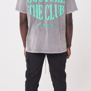 T-shirt en coton lourd pour homme, personnalisé en gros, manches courtes, respirant, de haute qualité, vintage, surdimensionné, streetwear - Product Image 3