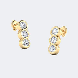 0.70CTW Round Bezel Set Linear Drop <b>Earrings</b> 14k Gold Lab Grown <b>Diamond</b> <b>Dangle</b> Studs Minimalist Jewelry for Women - Product Image 4