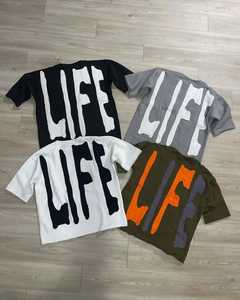 เสื้อยืดผ้าฝ้ายซักกรดสำหรับผู้ชายผ้าพิมพ์ลายดาวขนาดใหญ่ปักโลโก้ได้ตามต้องการ - Product Image 5