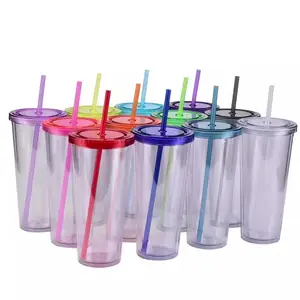 Toptan sıcak satış 710Ml Tumbler iş plastik kamışlı bardak 16Oz 24Oz şeffaf plastik ayı suyu kapaklı kupa ve payet