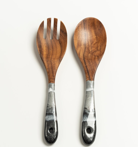 Cuchara de madera personalizada, mango largo, artesanía de resina, cubiertos, juego de cucharas hechas a mano, precio al por mayor - Product Image 5