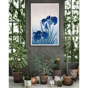 Affiche « Irises » de Ohara Koson de 1925-36, cadre en bois de couleur blanche - Product Image 5