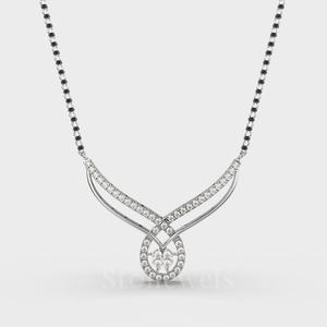 Flora Diamond Drop Mangalsutra Trendy Floral Design Cadena de cuentas de plata para Bodas de Stonewels - Product Image 2