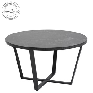 Base ronde en fer fabriquée à la main, Table centrale avec dessus en marbre noir pour salon et salon, vente en gros - Product Image 1