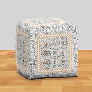 Magnifique pouf fait main, écologique, 100% coton, avec imprimé jaipuri, design moderne, pour la décoration de mariage, salon - Product Image 1