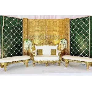 Conjunto de escenario de decoración de boda india Durban, la mejor decoración de escenario de boda hindú, tema de pavo real, decoración de escenario colorida para boda - Product Image 2