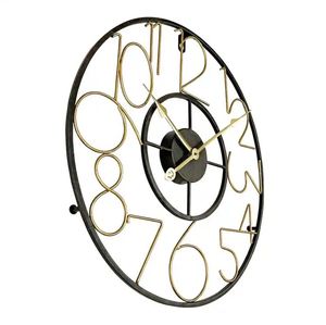 Reloj de pared de Metal redondo con números grandes de latón AK en acabado negro y dorado para decoración Interior de pared/decoración del hogar - Product Image 5