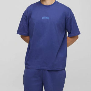 ชุดวอร์มลำลองสำหรับผู้ชายกางเกงขาสั้นและเสื้อยืดพิมพ์โลโก้พัฟชุดวอร์มโอเวอร์ไซส์ชุดวอร์มผ้าฝ้าย100% พิมพ์ลายโลโก้ - Product Image 1