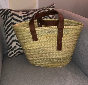 Bolso de paja personalizado para la playa, bolso de paja marroquí, cesta de playa con asas de cuero - Product Image 3