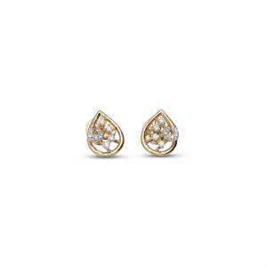 Boucles d'oreilles en or jaune serties de diamants - Design Gouttes Radiantes - Product Image 2