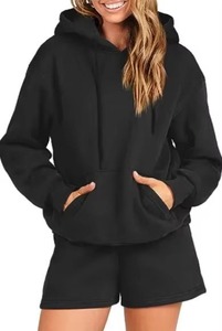 Cómodo conjunto de pantalones cortos con capucha informal Cozy casual Sudadera con capucha y pantalones cortos conjunto cómodo Conjuntos de mujer - Product Image 2