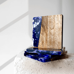 Sous-verres de service à thé en bois et résine Tapis de thé en résine époxy et bois d'acacia multifonctionnel Vaisselle payée napperons pour la maison et la cuisine - Product Image 6