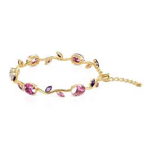 Jeulia Blossom Tulip Alloy <b>Bracelet</b> with Oval Marquise Cut <b>Stone</b> for Party - Product Image 2