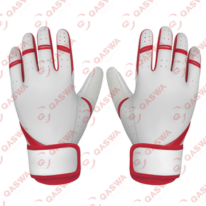 Nuevos guantes de bateo de béisbol de cuero combinado blanco y rojo personalizados recién llegados guantes de bateo de béisbol suaves - Product Image 1