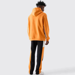 Custom Premium Quality 100%Cotton Blank Panel <b>Worked</b> Oversized 2Pcs Flared <b>Hoodies</b> Sweatsuit Patchwork Cotton Fleece <b>Hoodies</b> <b>Men</b> - Product Image 4