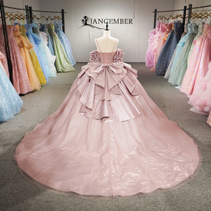 Vestido de Quinceañera de Lujo Dy6956 en Chifón Rosa con Brillo, Vestido de Gala Abullonado con Escote Corazón, Sin Mangas, Bordado, para Fiesta de Promoción o Boda - Product Image 3