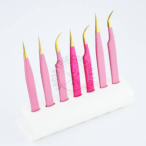 Pinza para extensión de pestañas con punta de fibra personalizada, punta de diamante a 90 grados, punta puntiaguda antideslizante, herramienta para aplicación de pestañas - Product Image 3