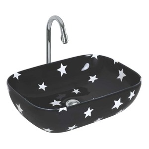 Encimera galvanizada de lavabo de mano de cerámica sanitaria de lujo negra con mesa impresa para uso en baño de Hospital - Product Image 1
