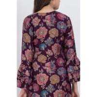 Robe de soirée longue coupe trapèze à imprimé floral moderne, col en V, taille naturelle, en coton et mousseline, taille XS, confortable et décontractée
