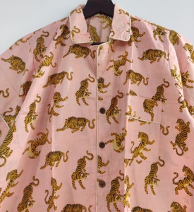 ชุดนอนสตรีผ้าฝ้ายพิมพ์ลายดอกไม้ชุดชุดนอนสั้นผ้าฝ้ายแท้แขนสั้นบ็อกเซอร์พร้อมกระเป๋า - Product Image 4