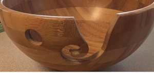 Grand bol à fil en bambou, cadeau pour les amateurs de tricot, support pour crochet, magnifique bol de rangement pour fil en bois artisanal de 8 pouces, de qualité supérieure, style antique. - Product Image 3