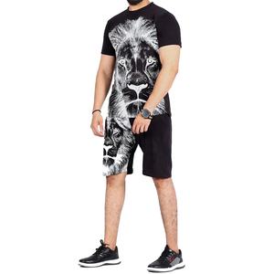 Nouvelle mode Ensemble de short imprimé Lion complet pour hommes ensemble de short imprimé deux pièces sur mesure en gros pas cher Fitnesswear ensemble de short - Product Image 1