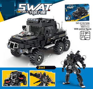 Robot de ville transformant en plastique, ensemble de <span class=keywords><strong>police</strong></span> <span class=keywords><strong>Swat</strong></span>, voiture, hélicoptère, bateau, camion, kit de briques de construction, jouet éducatif pour enfants, vente en gros - Product Image 6