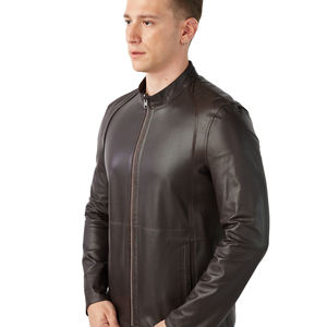 2023 hommes Logo personnalisé imprimé hiver veste en cuir support haute qualité en peau de mouton polaire tissu manches longues coton remplissage - Product Image 3