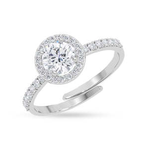 Anillos de Plata de Ley 925 de Primera Calidad para Mujer, con Patrón Geométrico de Diamantes, Platino Invisible, Certificado IGI, para Promesas - Product Image 1