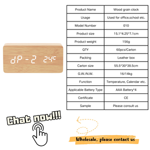 Bán buôn thời trang hiện đại trang trí nội thất vuông xách tay bằng gỗ kỹ thuật số <span class=keywords><strong>LED</strong></span> bàn đồng hồ báo thức với USB và cung cấp pin - Product Image 3