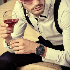 Montres de luxe pour hommes, style militaire, à quartz, avec cadran en verre de 48 mm, bracelet en acier inoxydable et en cuir, logo personnalisable - Product Image 2